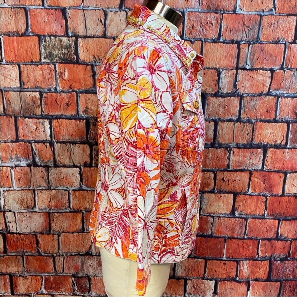 Ruby Rd Tropical Print Beaded Jacket - Picture 9 of 11